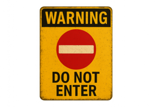 Weathered do not enter warning sign on transparent background
