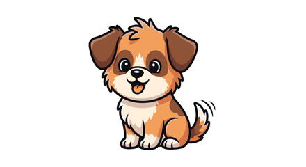 Fototapeta premium Delightful cartoon puppy with expressive eyes and playful tail wagging illustration