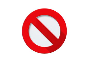 Red Circle Prohibition Sign on Transparent Background