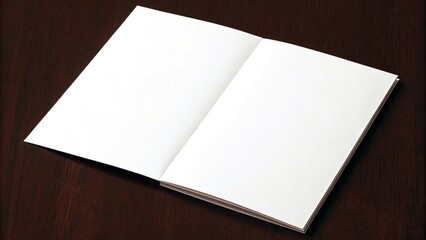 Open blank notebook on a dark wooden table