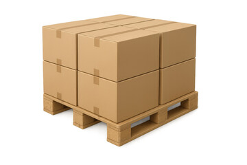 Cardboard boxes stacked on wooden pallet for shipping