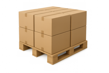 Cardboard boxes stacked on wooden pallet for shipping