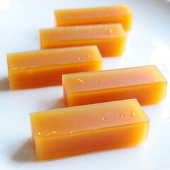 Delicious golden caramel candies arranged artfully on a clean surface ready to enjoy