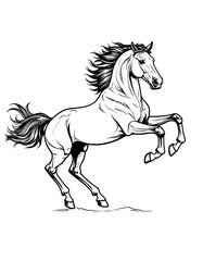 Obraz premium Black and white illustration of a horse rearing