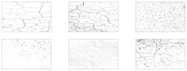 Grunge style monochrome set textures for making scary advertising materials or designing movie posters in cinemas vector illustration