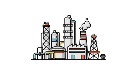 Fototapeta premium Stylized depiction of an industrial complex showcasing power and manufacturing processes