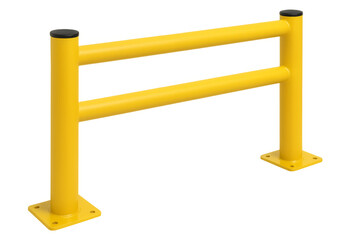 Yellow metal industrial guardrail providing protection and safety