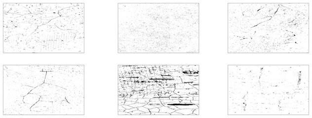 Abstract grunge dust set textures monochrome with rectangular vintage images to create creative wallpapers and backgrounds vector illustration