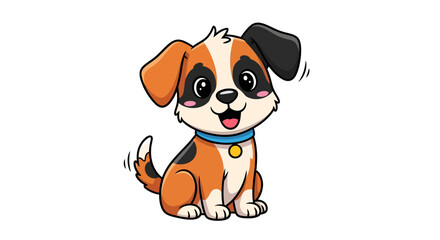 Obraz premium Whimsical cartoon of a playful puppy with a wagging tail radiating uncontained joy