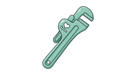 Obraz premium Whimsical cartoon wrench adorned with a heart symbol displaying repair fondness