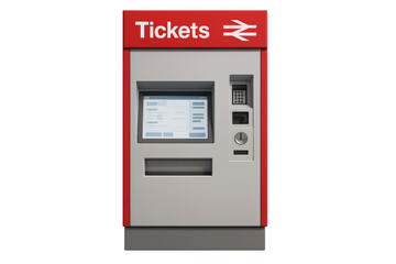 Train tickets vending machine on transparent background