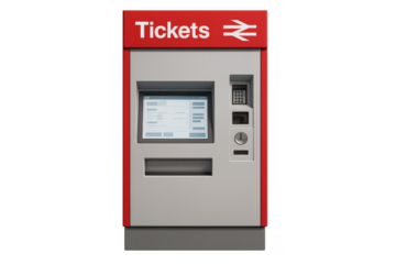 Train tickets vending machine on transparent background