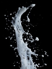 Dynamic splash of light blue liquid frozen in mid-air against a dark backdrop