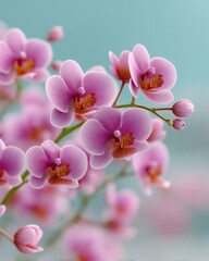 Macro Close Up of Pink Orchid Flowers with Soft Blurred Background