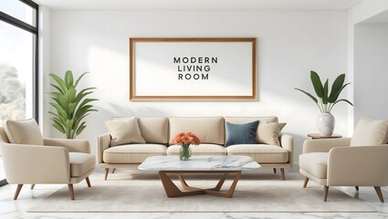 Mockup poster frame, scandinavian room interior, background