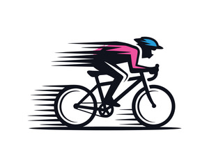 Naklejka premium Dynamic Cyclist in Motion Speed Bicycle Race Logo Vector 