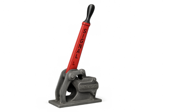 Vintage signal lever mechanism with red handle