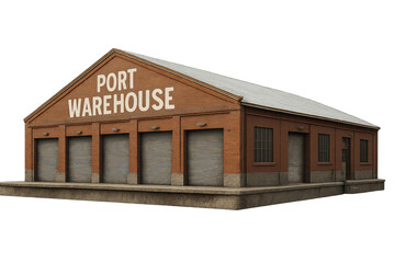 Port warehouse building with loading dock transparent background