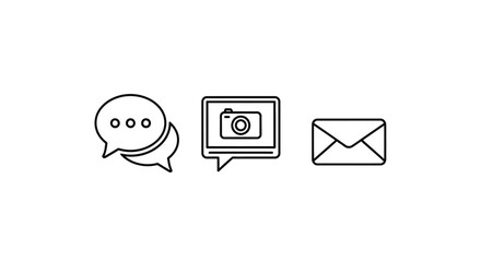 Simple Line Icons - Chat Bubble, Photo, and Email Envelope.
