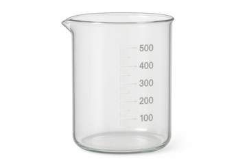 Glass laboratory beaker with measuring marks