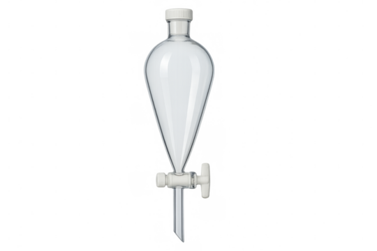 Separatory funnel laboratory glassware for chemistry experiments