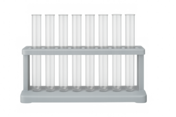 Empty clear test tubes in laboratory rack scientific experiment