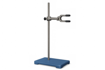Laboratory retort stand with clamp, transparent background