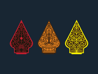 indonesian wayang gunungan traditional hand drawn abstract vintage javanese ornament element batik