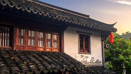 Ancient Chinese Architecture in a Town.