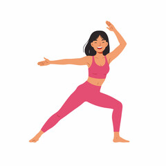 Flat Illustration Young Woman Practicing Yoga Exercise Sport Activity