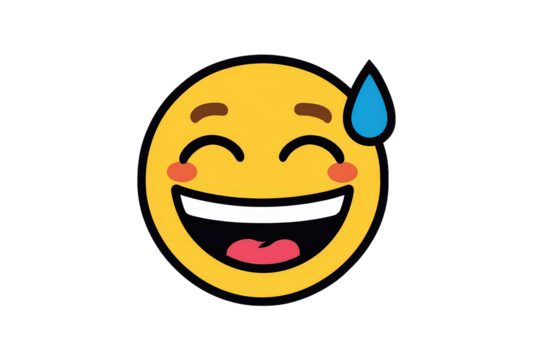 Happy Yellow Emoji With Sweat Droplet