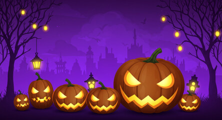 halloween background with pumpkins