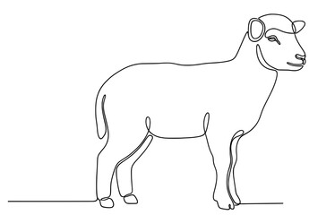 Obraz premium Line art illustration of a sheep standing gracefully, showcasing its distinct features and elegant posture, perfect for coloring page enthusiasts and creative projects
