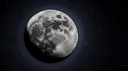 Fototapeta premium Close-up view of the moon’s surface against starry night