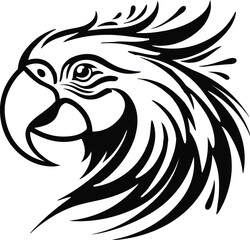 Abstract parrot head, tropical vibe, curved bold lines, perfect for summer design 3