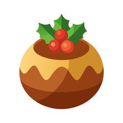 christmas cake with holly berries