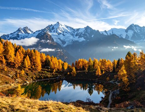 Autumn Mountain Lake Scenery.