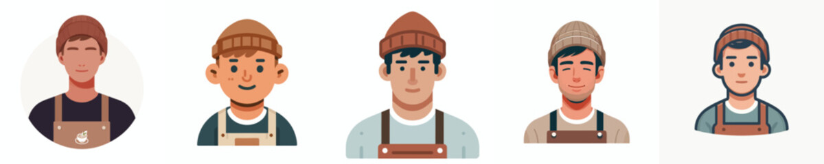 vector avatar of a male barista's face