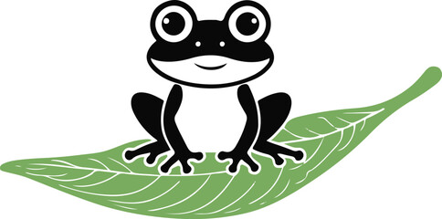 Tiny frog sitting on a leaf, simple minimalist line drawing, cute and playful style 2
