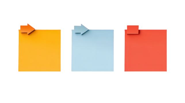 Three Colorful Post-it Notes With Arrows