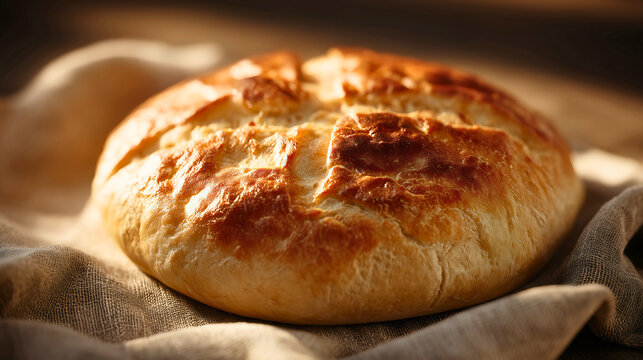 Traditional Orthodox Church Bread (Slavski Kolač): A Rustic, Golden-Brown Loaf Symbolizing Eucharist, Faith, and Serbian Christian Celebration.