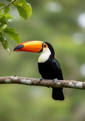 Naklejka premium Toucan Perched on Branch.
