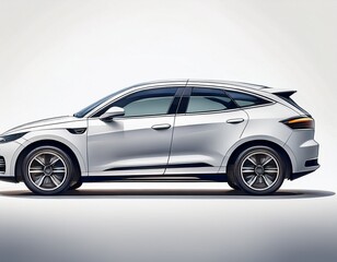 generic and unbranded white car isolated on a white background