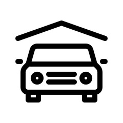 Car under roof icon. Garage sign. Vector graphics
