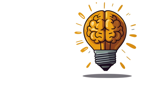Creative Brain in a Light Bulb Icon Isolated on Transparent Background PNG - Brilliant Idea and Intelligence Concept Illustration for Technology or Innovation Presentations