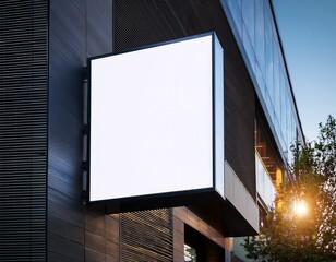 modern outdoor business signage mockup with backlight on building facade