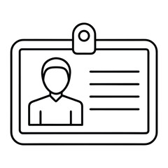 Black outline icon of a person identification badge id card