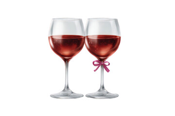 Pair Of Pink Wine Glasses With Ribbons