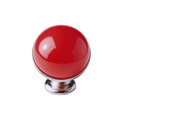 Red Glass Knob with Silver Base on Transparent Background