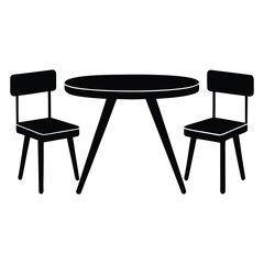 Black silhouette of a round table with two chairs furniture dining table